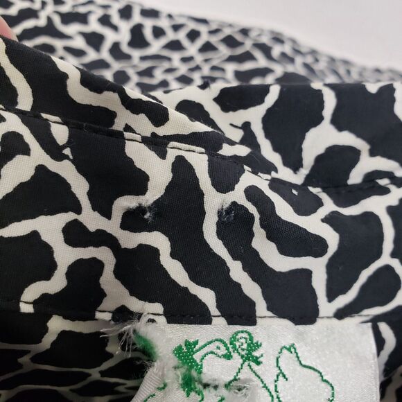 Quacker Factory Women Shirt Large Animal Print Stretch Rhinestone Studded Pocket - Picture 12 of 12